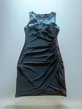 Guess size M Sleek Black Ruched Sheath Dress